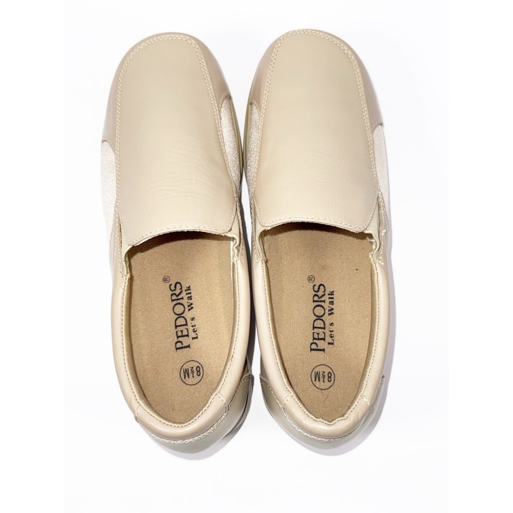 Pedors Shoes Slip On Comfort Walking 201 Beige Leather Orthopedic Cushion 8.5 - Picture 8 of 16